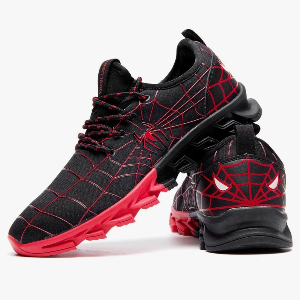 NEW JEREMY SPORT light weight sneaker Spider-Themed Black and Red  Shoes